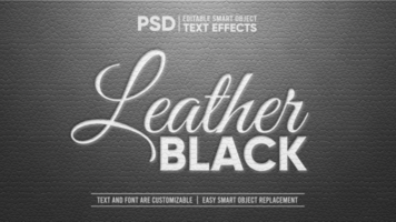 elegante vintage Preto couro com branco pressionado gravado carimbo editável inteligente objeto texto efeito psd