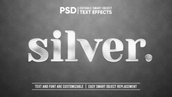 svart mocka med instansad silver- folie läder redigerbar smart objekt text effekt psd