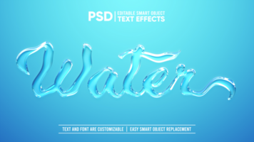 realistisch Doorzichtig water 3d bewerkbare slim voorwerp tekst effect psd