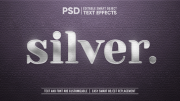 elegante na moda Preto roxa couro com prata gravado carimbo editável inteligente objeto texto efeito psd