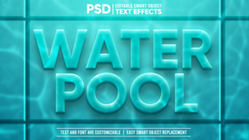 3D Cool Underwater Pool Editable Smart Object Text Effect psd