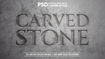 Realistic Carved Stone 3D Editable Layer Style Smart Object Text Effect psd