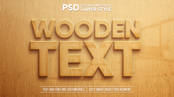 Carved Wooden Board Editable Layer Style Smart Object Text Effect Mockup psd