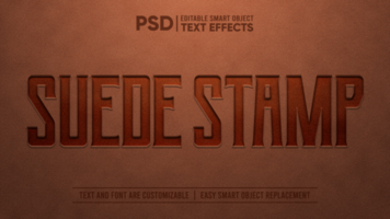 Suede Embossed Stamp Editable Smart Object Text Effect psd
