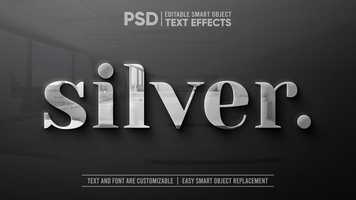 Clean Silver with Reflection on Granite Editable Text Effect Mockup psd