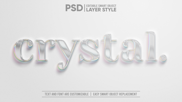 Shiny Crystal Gem Transparent Realistic 3D Editable Layer Style Smart Object Text Effect psd