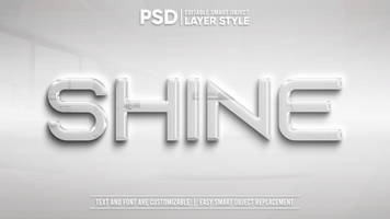 Shiny White Metallic Editable Layer Style Smart Object Text Effect psd