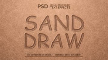 Realistic Sand Draw 3D Editable Smart Object Text Effect psd