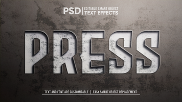 Dirty Metal Plate Pressed Text Effect Mockup psd