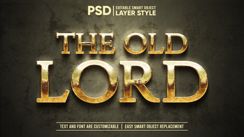 oxidado oro medieval antiguo señor dramático editable inteligente objeto capa estilo texto efecto psd