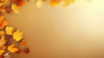 Autumn leaves background with copy space photo