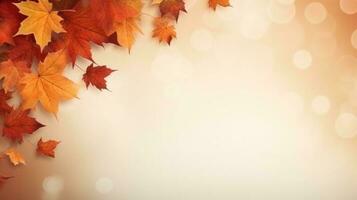 Autumn leaves background with copy space photo
