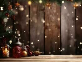 de madera Navidad antecedentes con luces foto