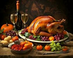 Thanksgiving background with turkey photo