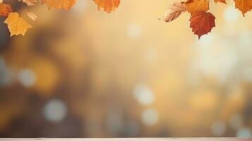 Autumn leaves background with copy space photo