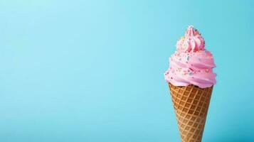 Ice cream on blue background photo