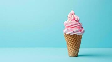 Ice cream on blue background photo