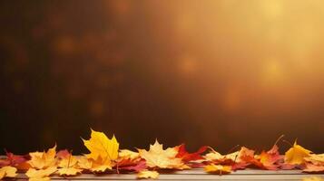 Autumn leaves background with copy space photo