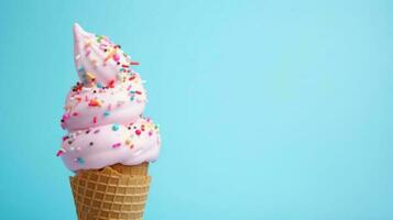 Ice cream on blue background photo