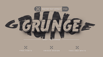 grunge - editável texto efeito, Fonte estilo psd