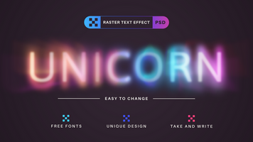 unicorno - modificabile testo effetto, font stile psd