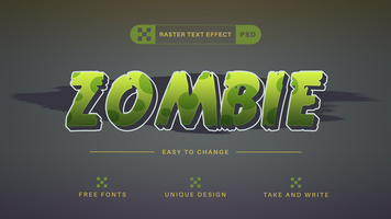 Zombie Sticker Editable Text Effect Font Style psd