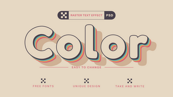 retro color - editable texto efecto, fuente estilo psd