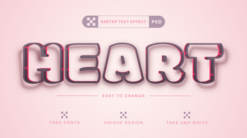 PSD Heart - Editable Text Effect,  Font Style