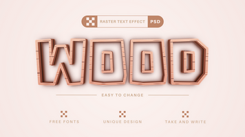 Wooden Stroke - Editable Text Effect, Font Style psd