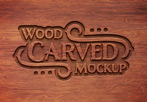 Carved Wood Text Effect Mockup psd