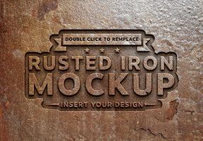 Rusted metal text effect Mockup psd