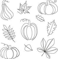 Line art of autumn set. Vector illustration