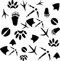 pattern with traces of various animals and birds. vector