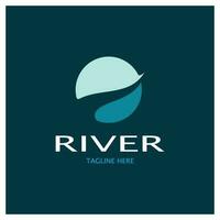 River logo, creeks, riverbanks and streams, with combination of mountains and farmland with vector concept design.