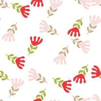 Unusual flower seamless pattern in simple style. Cute stylized flowers background. vector