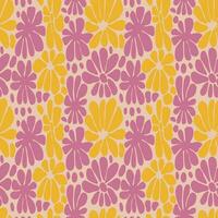 Creative flowers seamless pattern. Retro groovy floral background. Abstract stylized botanical wallpaper. vector