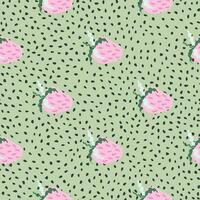 Cute strawberries seamless pattern. Doodle strawberry endless background. Hand drawn fruits wallpaper vector