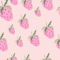 Cute strawberries seamless pattern. Doodle strawberry endless background. Hand drawn fruits wallpaper vector