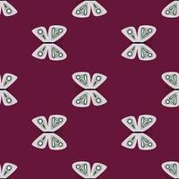 Simple stylized butterflies seamless pattern. Flying insect print. vector