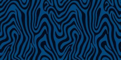 Abstract blue curve shape seamless pattern. Monochrome zebra skin wallpaper. Dynamic wave surface ornament. vector