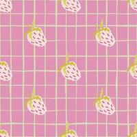 Cute strawberries seamless pattern. Doodle strawberry endless background. Hand drawn fruits wallpaper vector