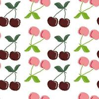 Cute cherry seamless pattern. Hand drawn cherries wallpaper. vector