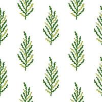 Abstract seaweed backdrop. Organic fern leaves seamless pattern. Simple style botanical background. vector