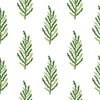 Abstract seaweed backdrop. Organic fern leaves seamless pattern. Simple style botanical background. vector