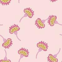 Cute stylized flower seamless pattern. Decorative naive botanical background. vector