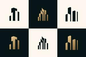 edificio logo icono vector con moderno elemento idea