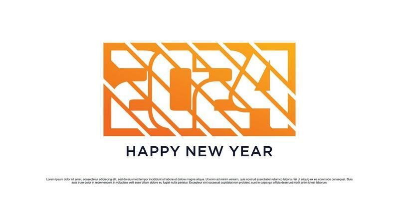 2024 Happy new year logo design template vector illustration with creative unique concept