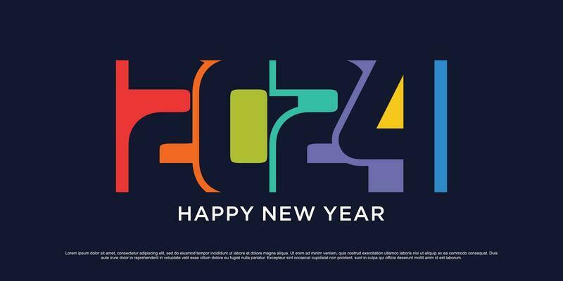2024 Happy new year logo design template vector illustration with creative unique concept