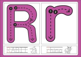 alfabeto ejercicio con dibujos animados vocabulario para colorante libro ilustración, vector