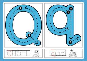 Alphabet exercise with cartoon vocabulary for coloring book illustration, vector